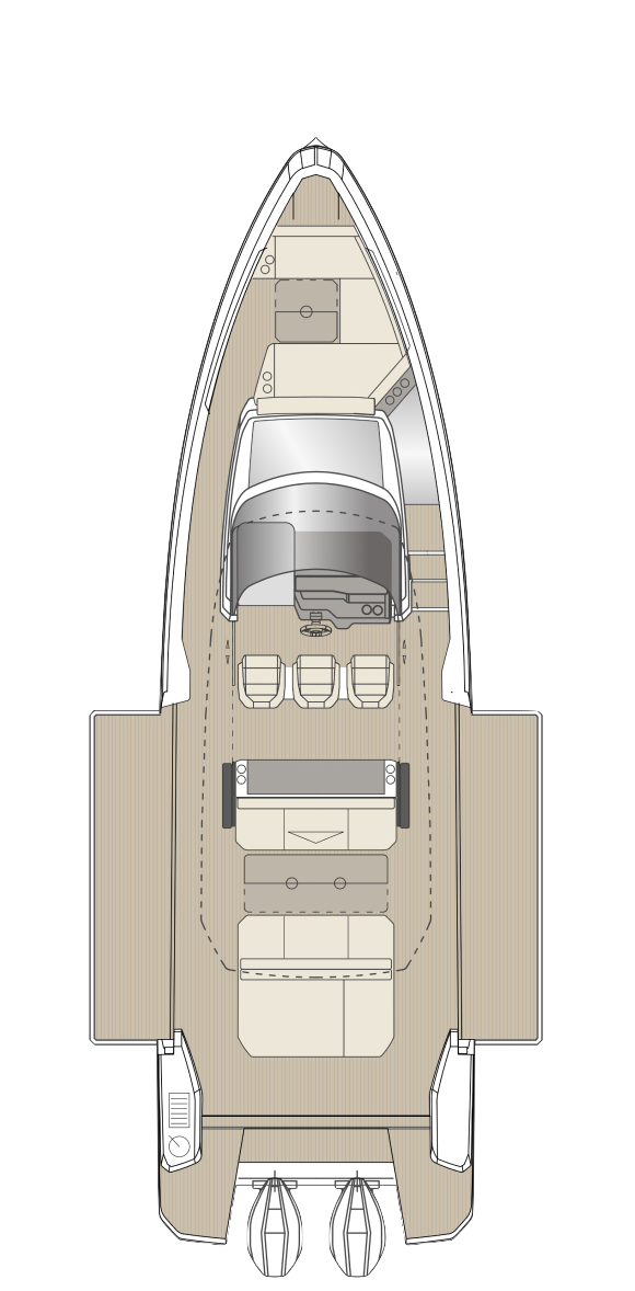 Main deck with side terraces open